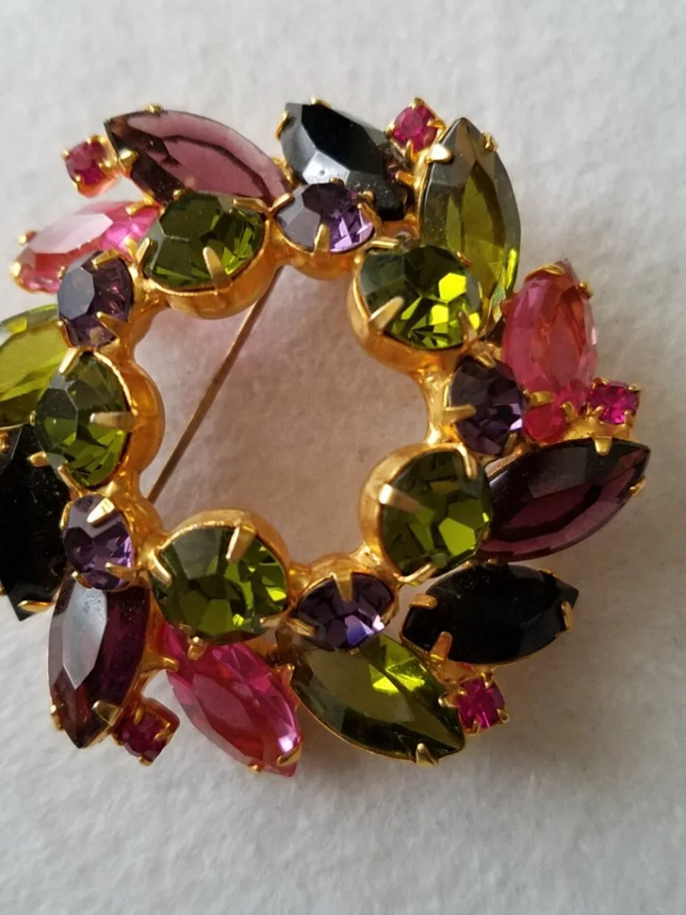Vintage Juliana Multicolor Rhinestone Brooch Verified